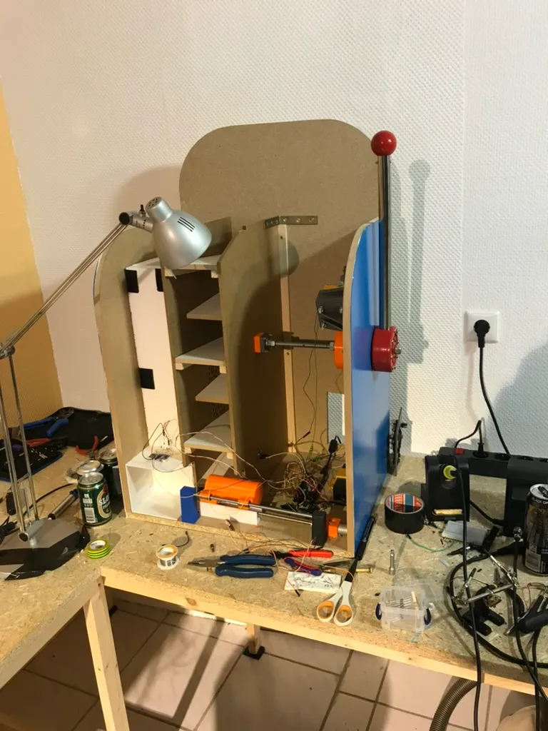 Close-up of MDF slot machine construction