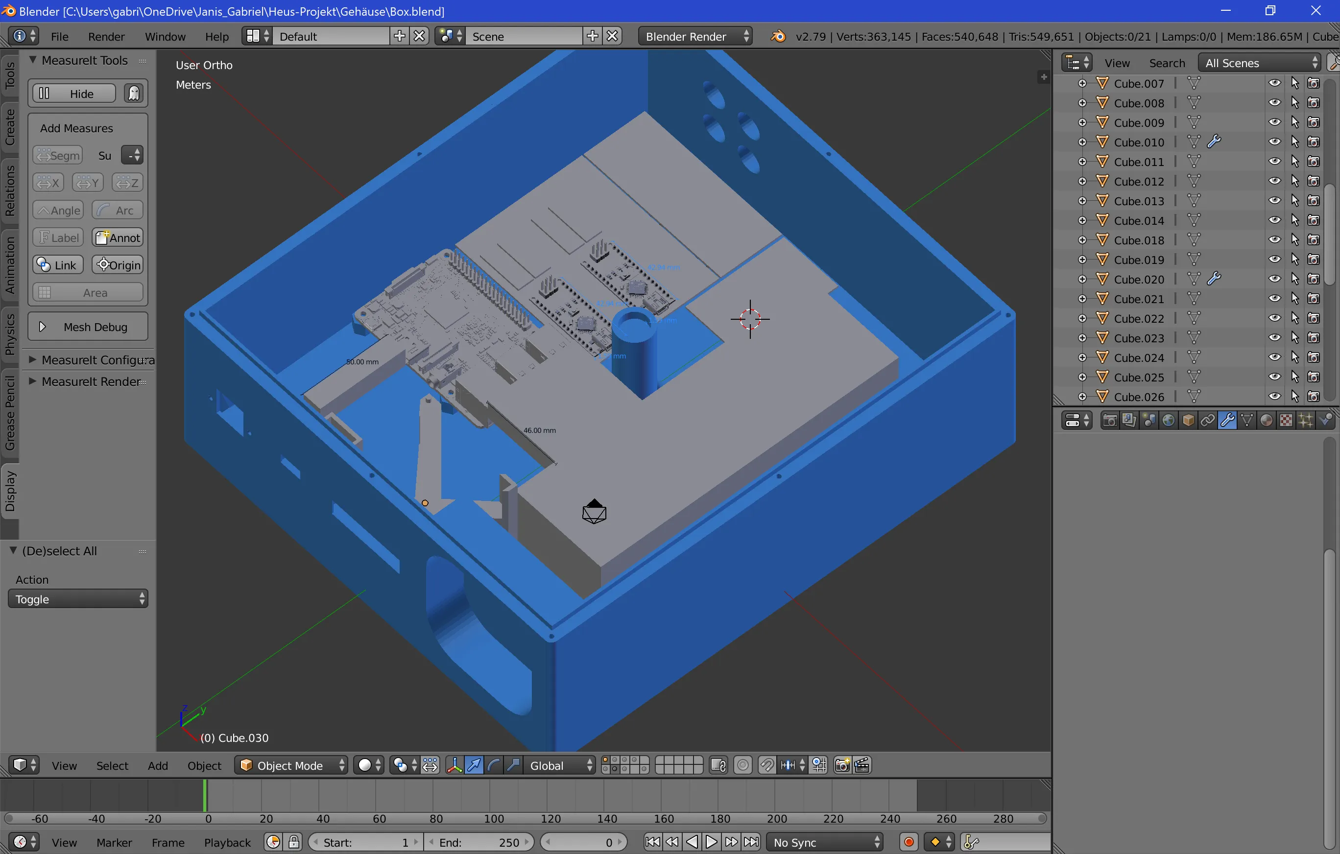 3D model of the first version in Blender