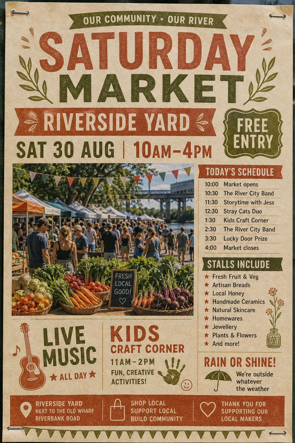 Printed Saturday market flyer