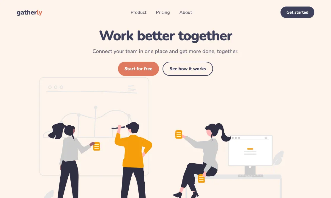 SaaS landing page using the unDraw Team collaboration illustration